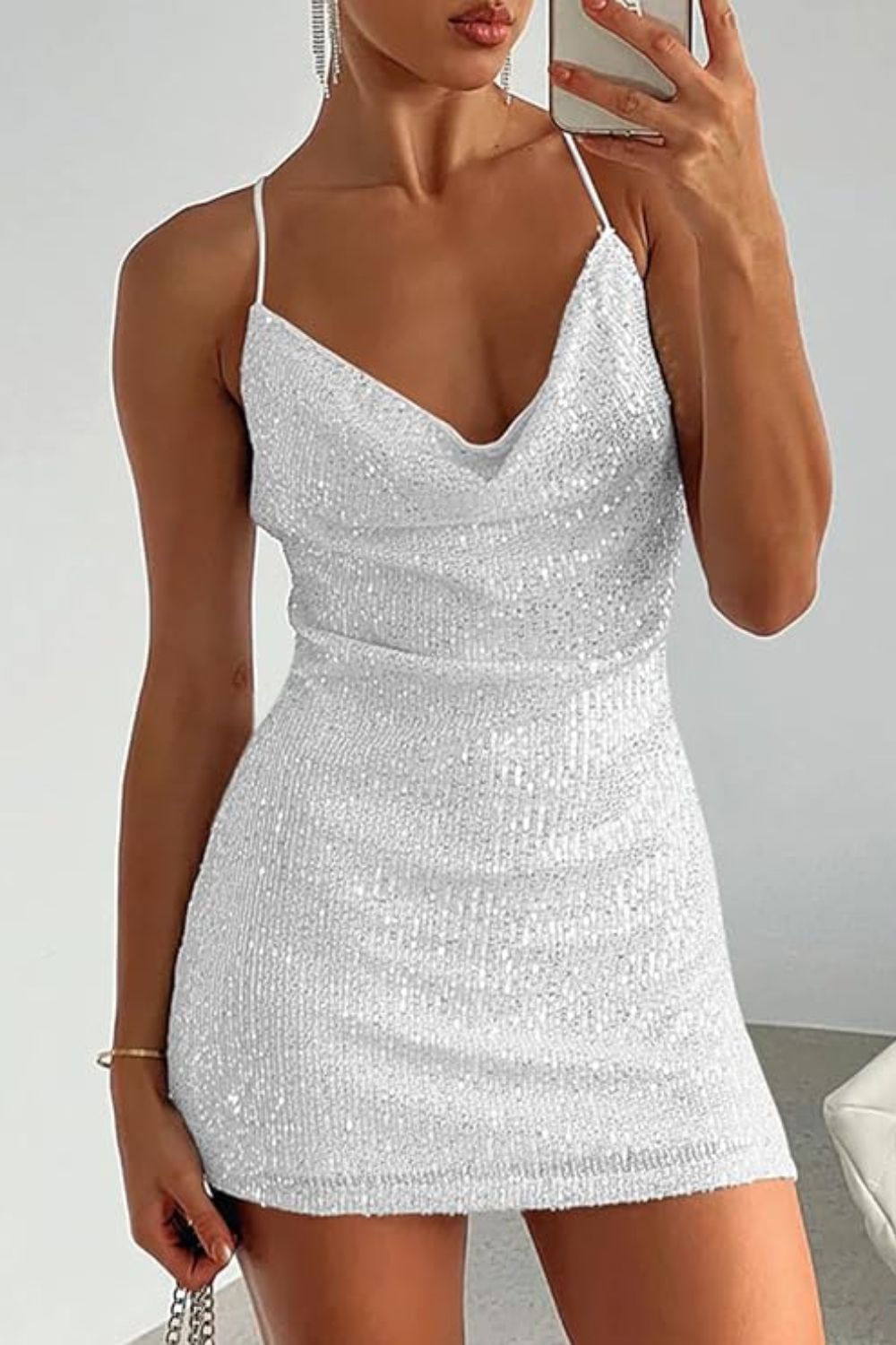 white sequin dress